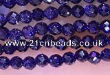 CTG1667 15.5 inches 3mm faceted round tiny blue goldstone beads