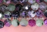 CTG1673 15.5 inches 3mm faceted round tiny ruby zoisite beads