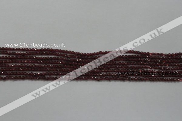 CTG201 15.5 inches 2.5mm faceted round tiny red garnet beads