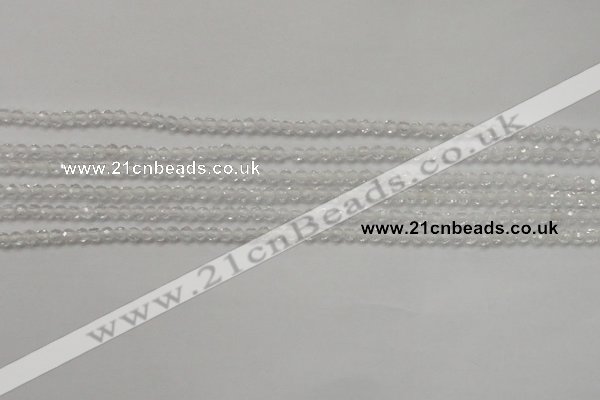 CTG202 15.5 inches 3mm faceted round tiny white crystal beads