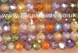 CTG2106 15 inches 2mm faceted round tiny quartz glass beads