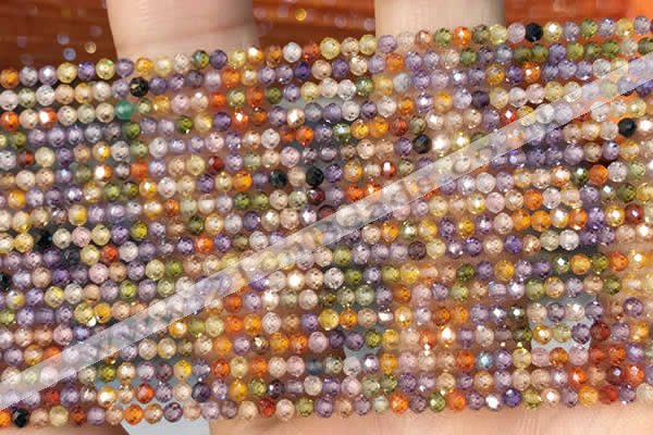 CTG2106 15 inches 2mm faceted round tiny quartz glass beads