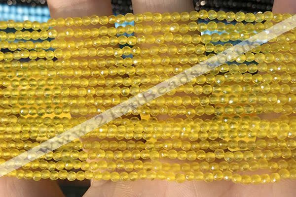 CTG2120 15 inches 2mm,3mm faceted round yellow agate gemstone beads