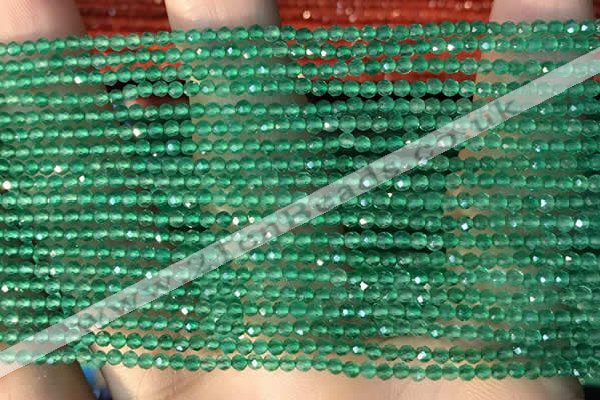 CTG2122 15 inches 2mm,3mm faceted round green agate gemstone beads