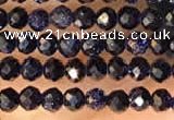 CTG2135 15 inches 2mm,3mm faceted round blue goldstone beads