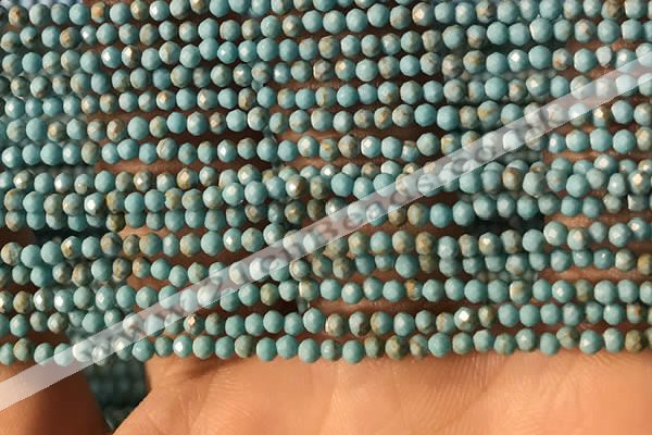 CTG2149 15 inches 2mm,3mm faceted round synthetic turquoise beads