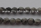 CTG215 15.5 inches 3mm faceted round tiny grey picture jasper beads