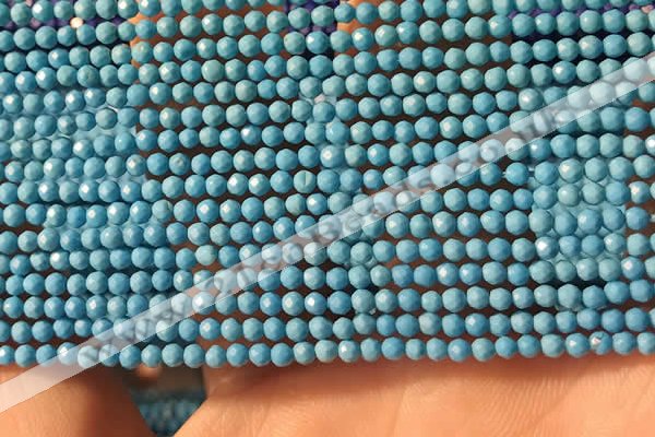 CTG2152 15 inches 2mm,3mm faceted round synthetic turquoise beads