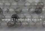 CTG220 15.5 inches 3mm faceted round tiny cloudy quartz beads