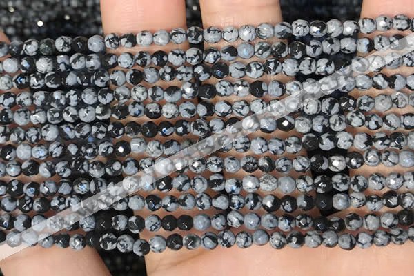 CTG2210 15 inches 2mm,3mm faceted round snowflake obsidian beads