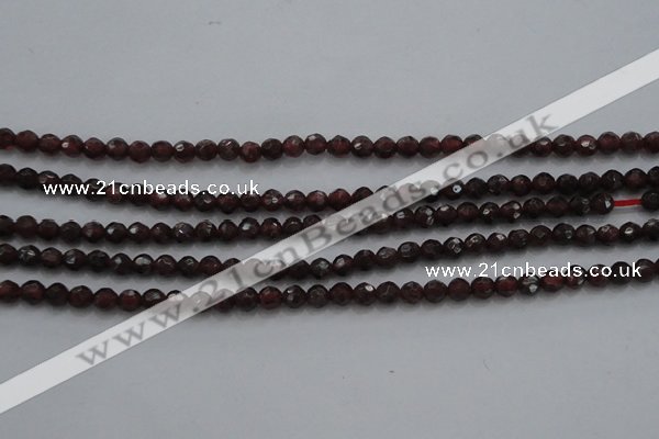 CTG222 15.5 inches 3mm faceted round tiny red garnet beads