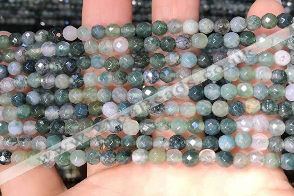 CTG2221 15 inches 2mm,3mm & 4mm faceted round moss agate beads