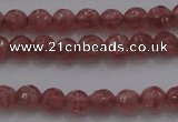 CTG223 15.5 inches 3mm faceted round tiny strawberry quartz beads