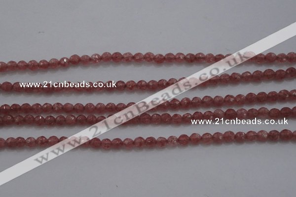 CTG223 15.5 inches 3mm faceted round tiny strawberry quartz beads