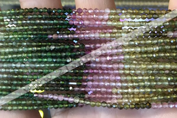 CTG2240 15 inches 2mm faceted round natural tourmaline beads