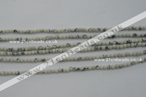 CTG250 15.5 inches 2mm round tiny white howlite turquoise beads