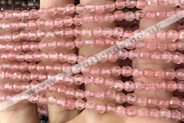 CTG2501 15.5 inches 4mm faceted round cherry quartz beads