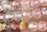 CTG2502 15.5 inches 4mm faceted round volcano cherry quartz beads