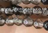 CTG2506 15.5 inches 4mm faceted round smoky quartz beads