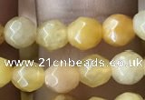 CTG2517 15.5 inches 4mm faceted round yellow jade beads