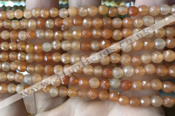 CTG2519 15.5 inches 4mm faceted round red aventurine beads