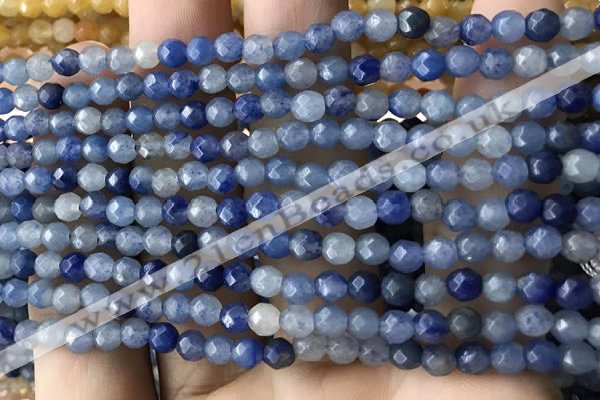 CTG2522 15.5 inches 4mm faceted round blue aventurine beads