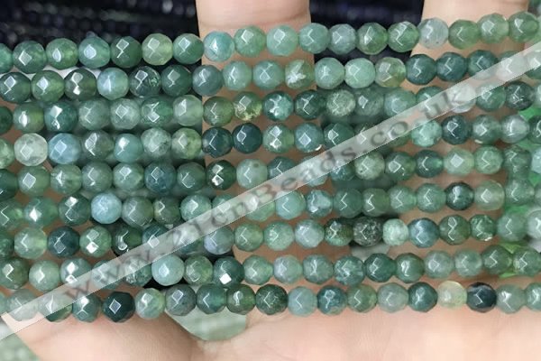 CTG2534 15.5 inches 4mm faceted round moss agate beads