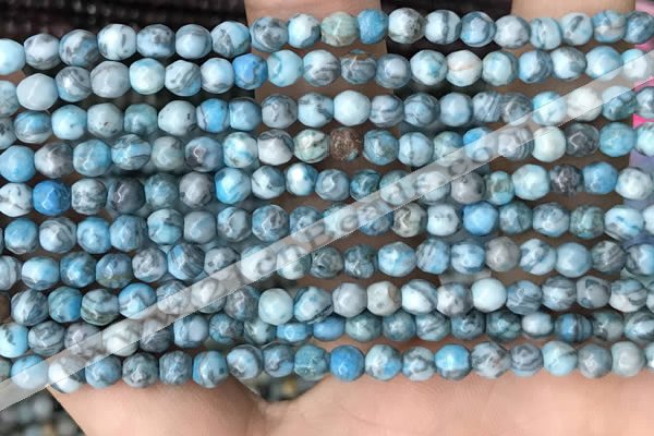 CTG2535 15.5 inches 4mm faceted round blue crazy lace agate beads