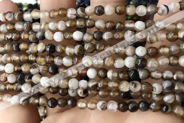 CTG2538 15.5 inches 4mm faceted round agate beads wholesale