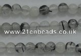 CTG254 15.5 inches 3mm round tiny black rutilated quartz beads