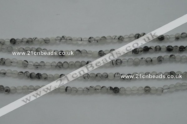 CTG254 15.5 inches 3mm round tiny black rutilated quartz beads