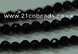 CTG29 15.5 inches 2mm faceted round black agate beads wholesale