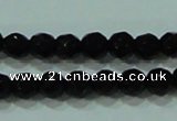 CTG30 15.5 inches 3mm faceted round black agate beads wholesale