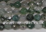 CTG301 15.5 inches 3mm faceted round ting moss agate beads