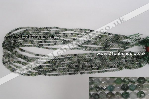 CTG301 15.5 inches 3mm faceted round ting moss agate beads