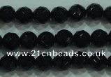 CTG32 15.5 inches 6mm faceted round black agate beads wholesale