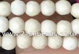 CTG3545 15.5 inches 4mm faceted round white fossil jasper beads