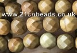 CTG3548 15.5 inches 4mm faceted round wooden jasper beads