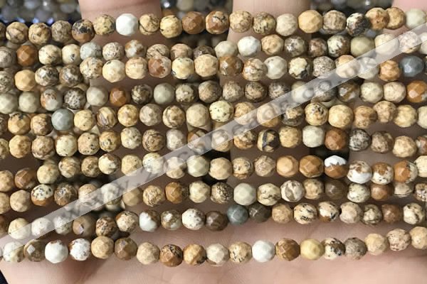 CTG3549 15.5 inches 4mm faceted round picture jasper beads