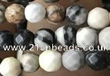 CTG3563 15.5 inches 4mm faceted round black picasso jasper beads
