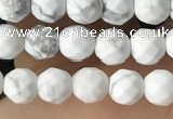 CTG3570 15.5 inches 4mm faceted round white howlite beads