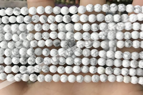 CTG3570 15.5 inches 4mm faceted round white howlite beads