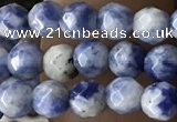 CTG3572 15.5 inches 4mm faceted round blue spot stone beads