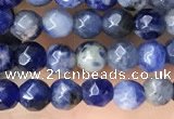 CTG3573 15.5 inches 4mm faceted round sodalite beads wholesale