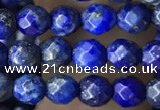 CTG3575 15.5 inches 4mm faceted round lapis lazuli beads