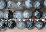 CTG3586 15.5 inches 4mm faceted round black labradorite beads