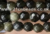 CTG3587 15.5 inches 4mm faceted round golden obsidian beads