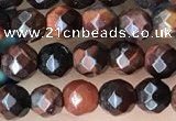 CTG3589 15.5 inches 4mm faceted round red tiger eye beads