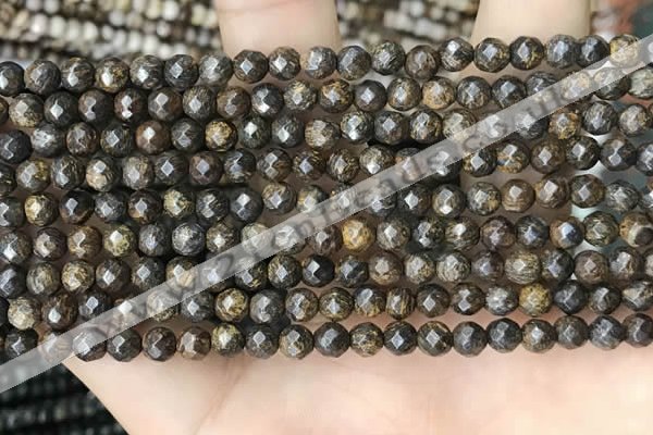 CTG3594 15.5 inches 4mm faceted round bronzite beads wholesale