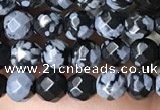 CTG3595 15.5 inches 4mm faceted round snowflake obsidian beads